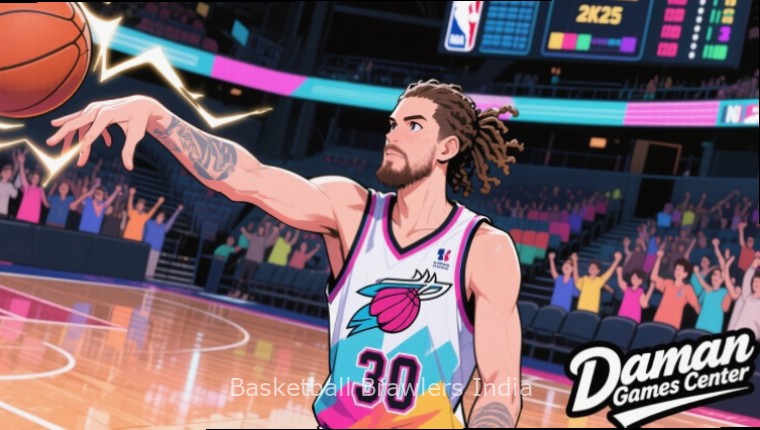 Basketball Brawlers India game cover showing players in action wearing traditional Indian sports attire